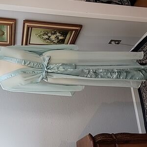 VALERIE STEVENS vintage teal green sheer robe size medium satin belt and trim